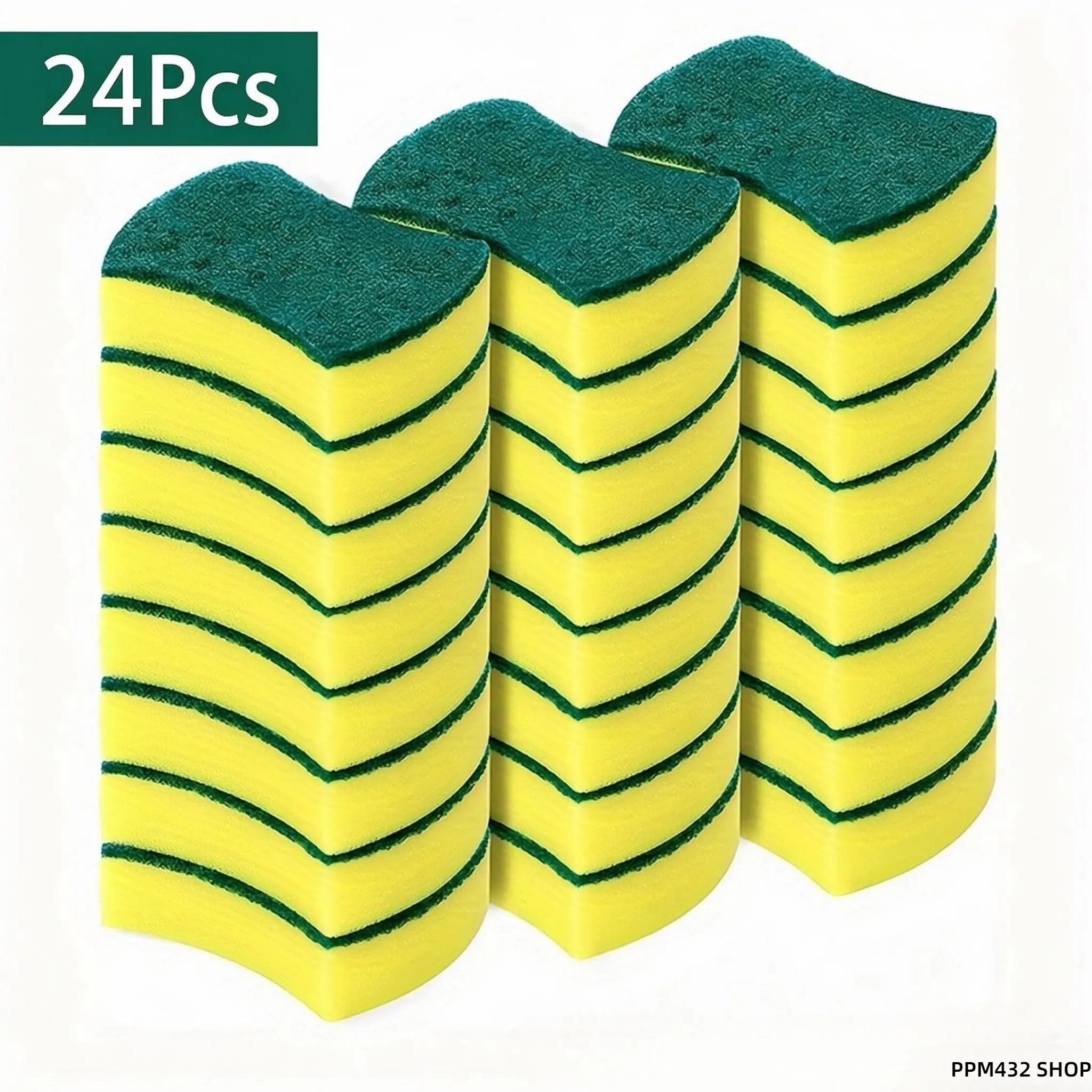 24 Pack Kitchen Cleaning Sponges and Dish Cloths, Non Scratch Scrub Pads for Dishes and Cookware, Multi Surface Dishwashing Supplies for Pots, Pans, Plates and Everyday Home Kitchen Cleaning