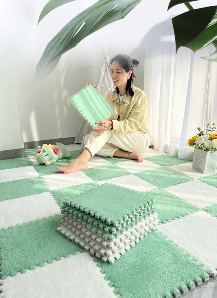 24-Piece Long Pile Patchwork Rug Set, Washable Floor Mat, Interlocking Mats for Bedroom & Living Room, Home Use, 6mm Eva Foam Base, Carpet Mats