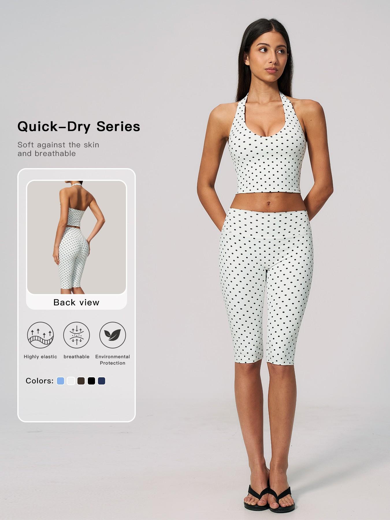 New Dot Pattern Yoga Set for Women, Polyester Ammonia Print Deep V High Elastic Fitness Sports Set, Cross-Border Latest Design, Athletic Yoga Set, High Stretch Activewear, Workout Sets