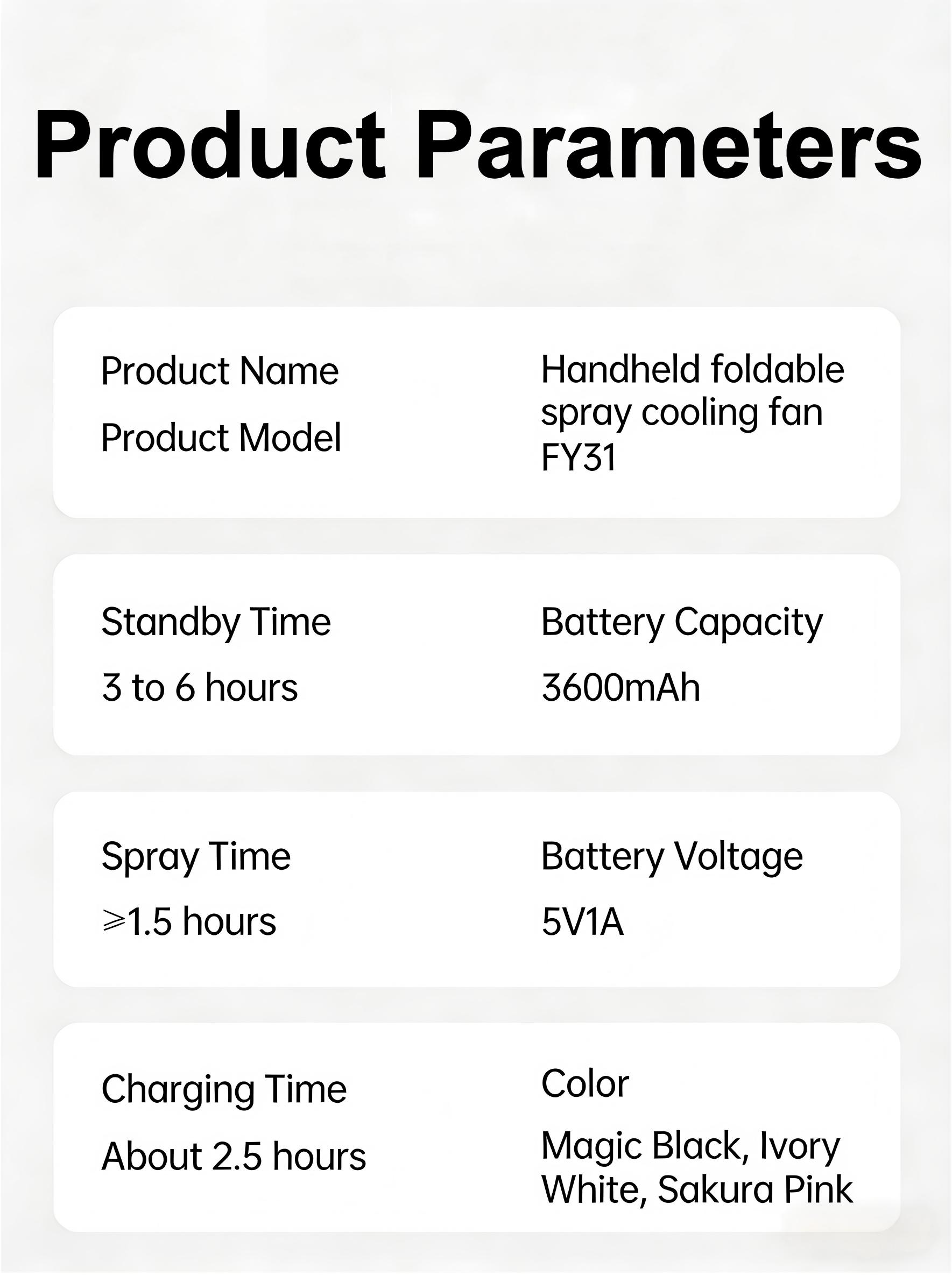 TADEKERU Mist Cooling Mini Fan Portable Handheld Turbo Fan Ice-Cooling 3600mAh Battery Operated 6 Hours 100 Gear Speed Foldable for Summer Travel Vacation Essentials Outdoor Activities Beach Indoor Use Office Desk Usage