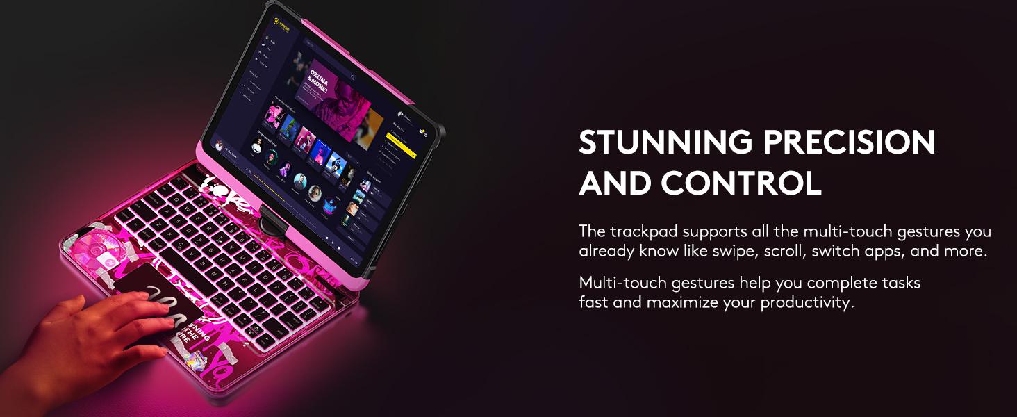 2026 iPad Magic KeyboardCase for (M3/M2, 2025/2024) & Air 5th/4th Gen – 360° Rotating Multi-Touch Trackpad, Type-C Charging, RGB Backlit Keyboard, Transparent Back with Pencil Holder Covers Wireless