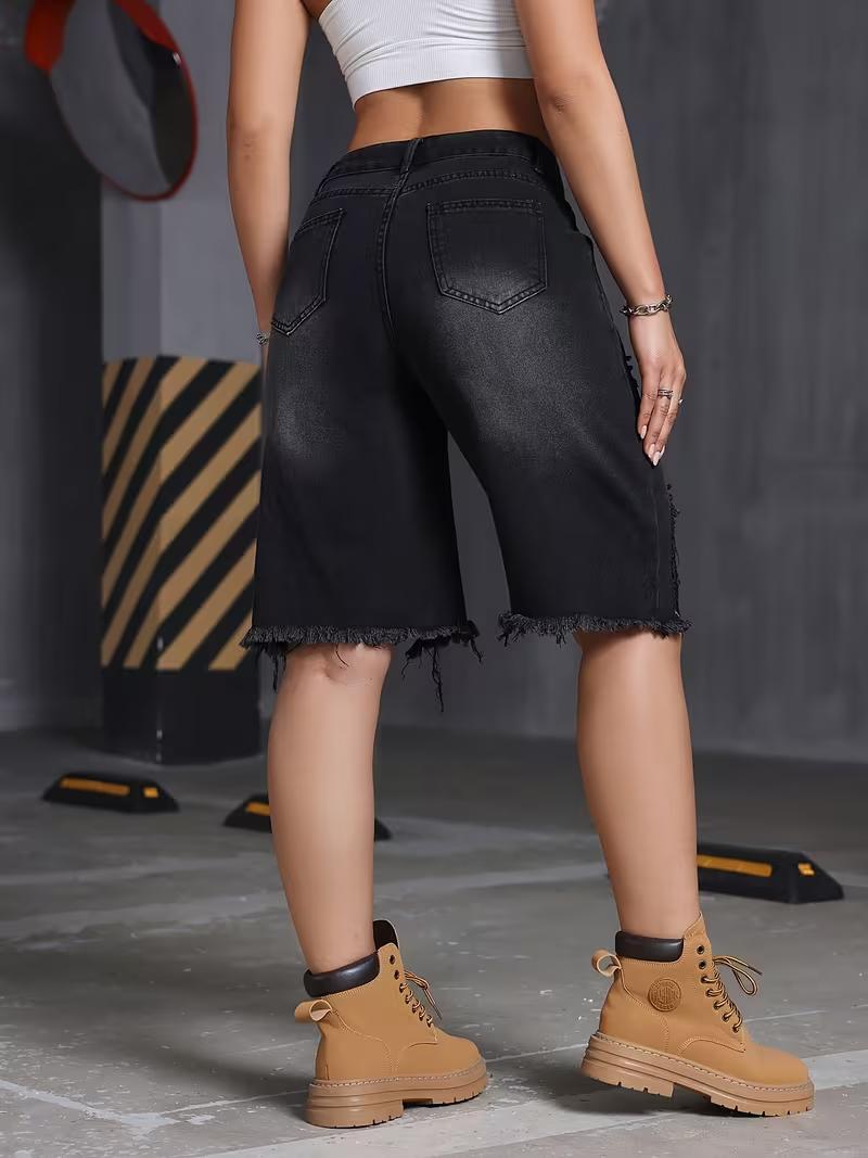 D334  Women'S Denim Ultra-Short Shorts, Trendy High Street Fringed American Fashion Versatile Slim-Fit Stretch Pants