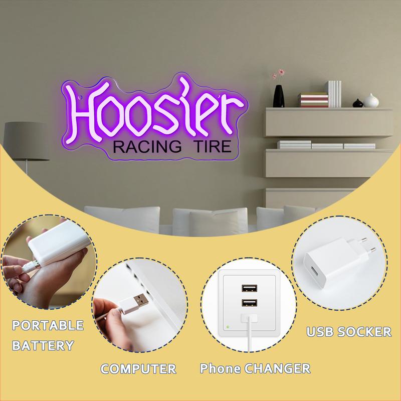 1pc Hoosier Racing Tire neon sign Pre-punched holes for easy hanging, suitable for bars, bedrooms, bathrooms, parties, concert halls Led Neon Sign