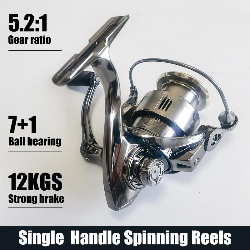 Ultra Smooth Spinning Reel with 7+1 Bearings 5.2:1 High Speed 12kg Drag Saltwater Freshwater lightweight reel