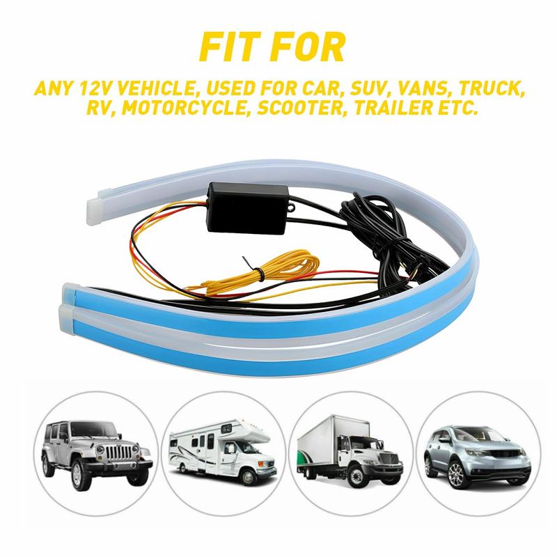 2pcs RGB 60CM LED DRL Light Car Headlight Strip Light Turn Signal Remote Control
