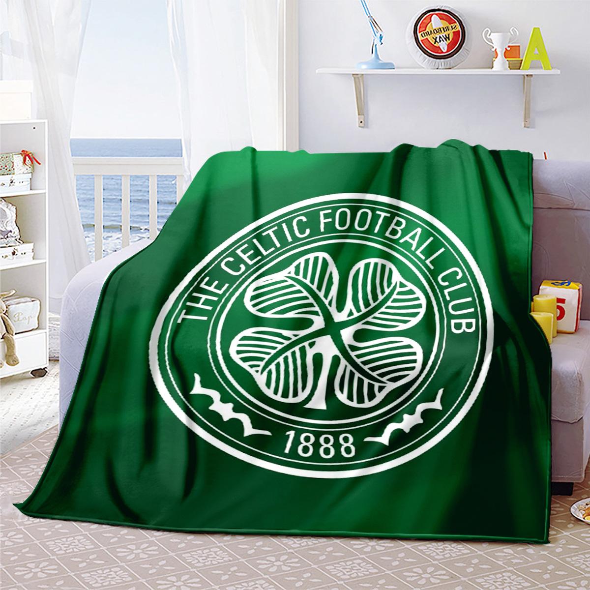 Celtic Clover printed cute cartoon plush blanket suitable for all seasons, soft and comfortable sofa mattress office outdoor blanket camping travel home plush black five Christmas holiday gift C1733