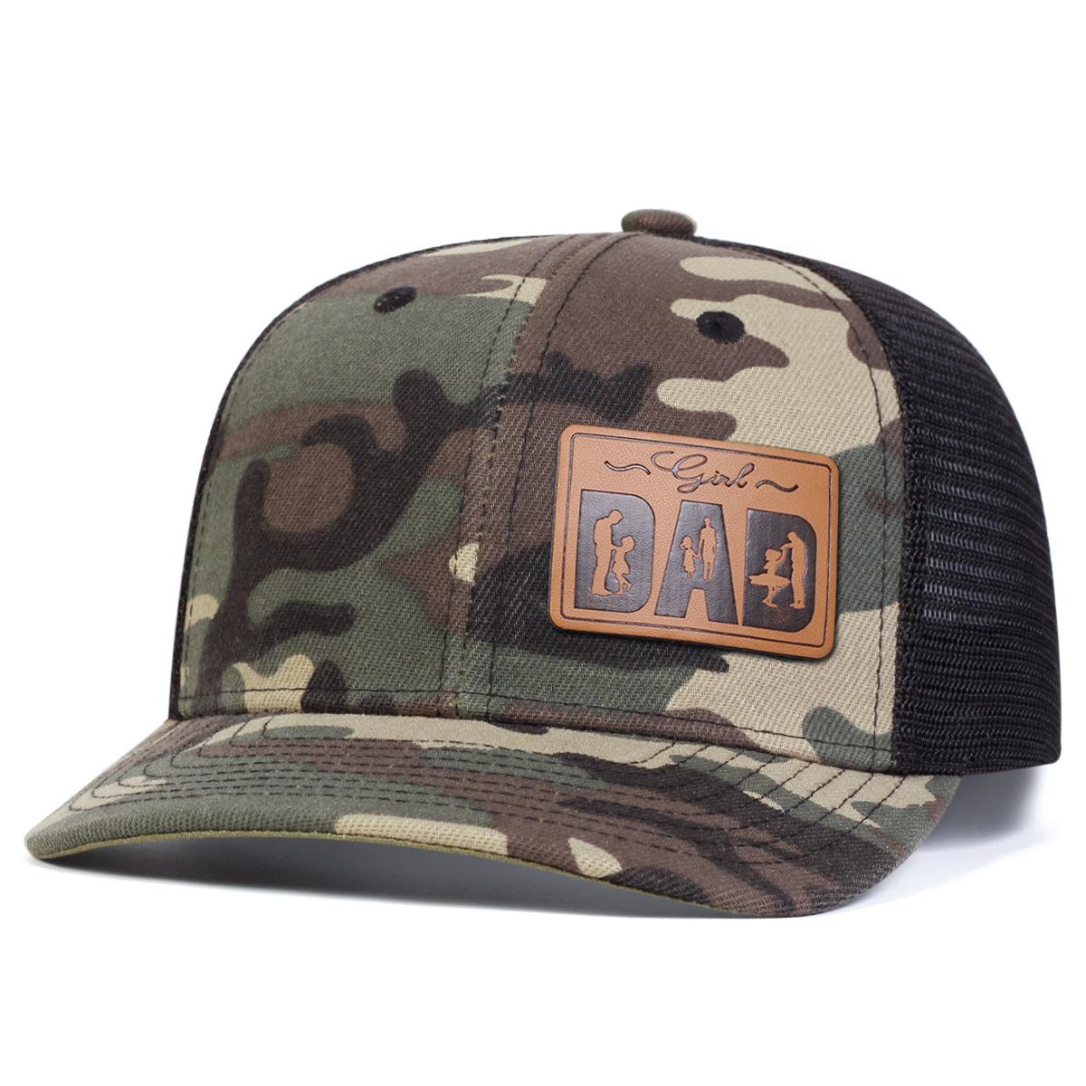 "Girl Dad" Leather Patch Trucker Hat Father Daughter Themed Mesh Back Cap for Men, Casual & Heartfelt Gift