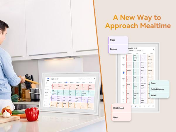 TABWEE 15.6 Inch WiFi Digital Calendar, Smart Touchscreen Interactive Display for Family Schedules Chore Chart, Meal Planner, To Do List, Smart Sync Switchable Digital Photo Frame Desk-Standing