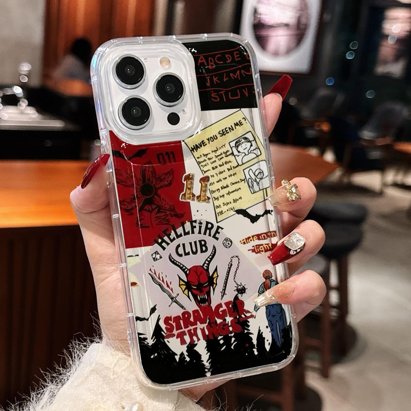 Transparent Shockproof Phone Case for Apple & Samsung, Stranger Things Pattern, Fits Air 17 Pro Max Plus 15 14 13 12 11 X XR