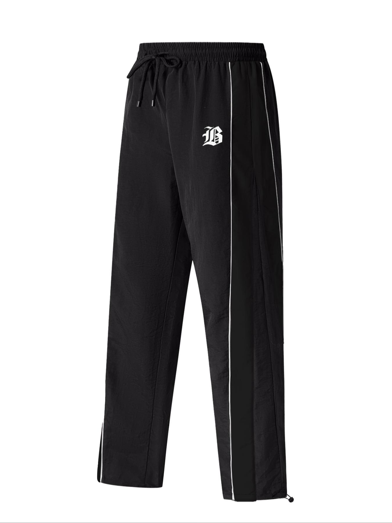 Men's Fashion Casual Sports Pants, Nylon Fabric, Lightweight Breathable, Unique Print, Waist Drawstring, Adjustable Ankle Cuffs, Breathable Athletic Bottoms