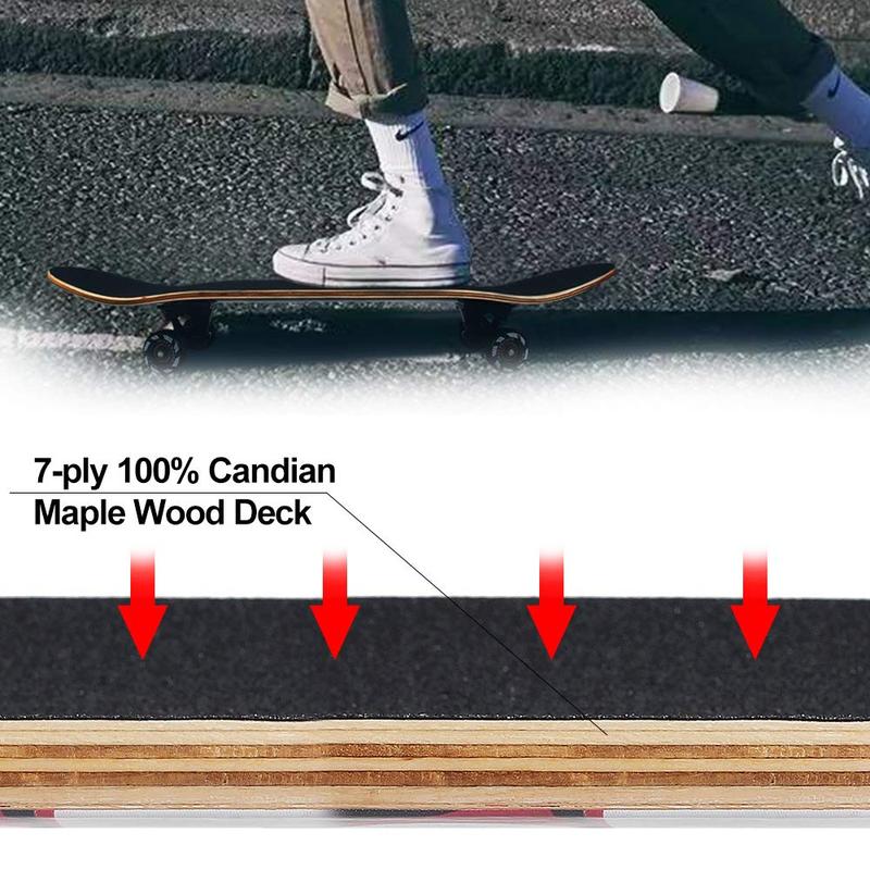 NPET 31 Inch Skateboard USA Flag with Wrap Graphic Designs – 7-Ply Maple Deck, High-Performance ABEC-9 Bearings, Sturdy & Lightweight Skateboard, Ideal for Beginners & Pros, Artistic Wrap for Smooth Stylish Ride