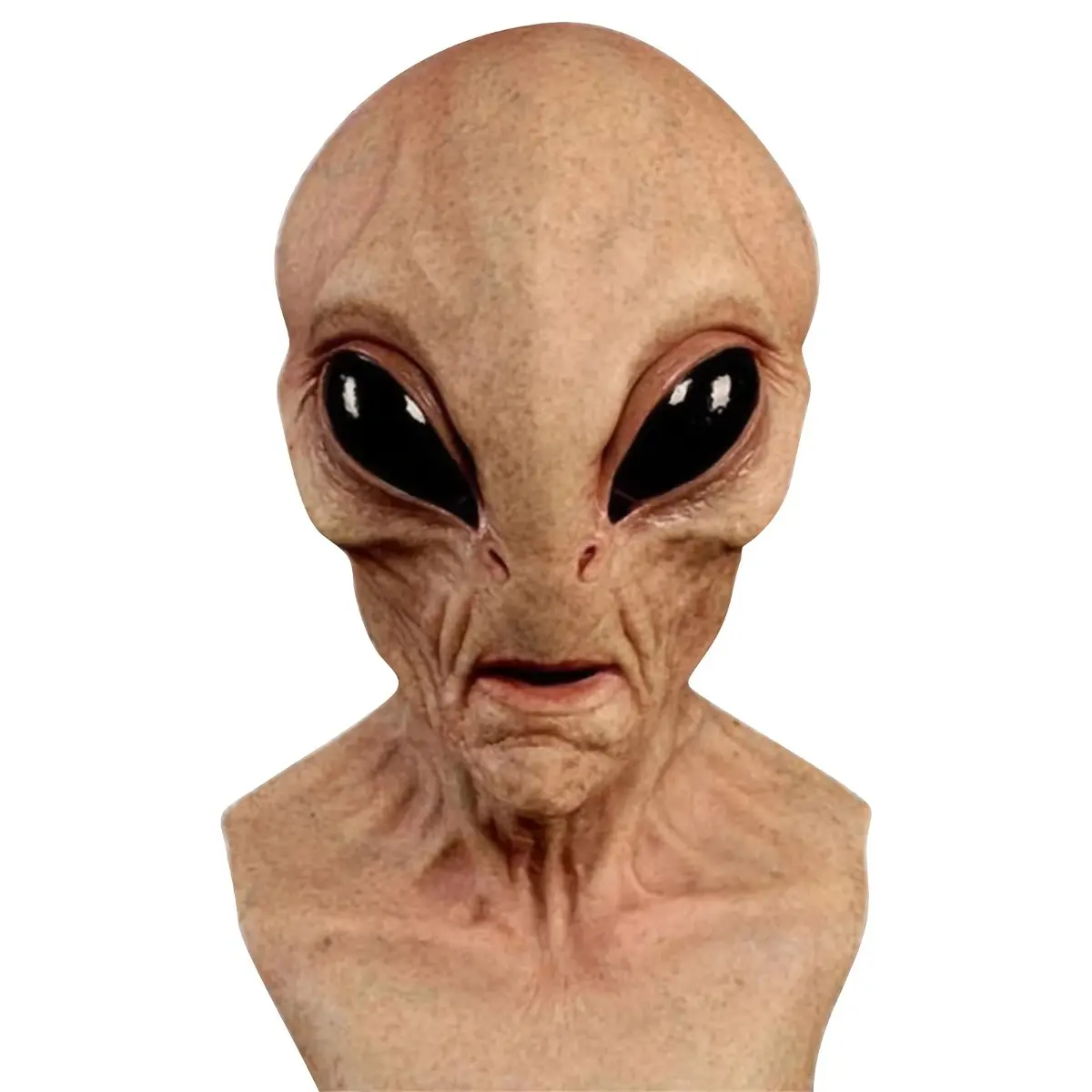 Full Head Realistic Alien Latex Mask, Scary Extraterrestrial Costume Headpiece with Detailed Skin Texture for Halloween Party, Haunted House, Cosplay, Stage Performance, Carnival, Masquerade and Prank Events, Comfortable Wearable Holiday Costume Accessory