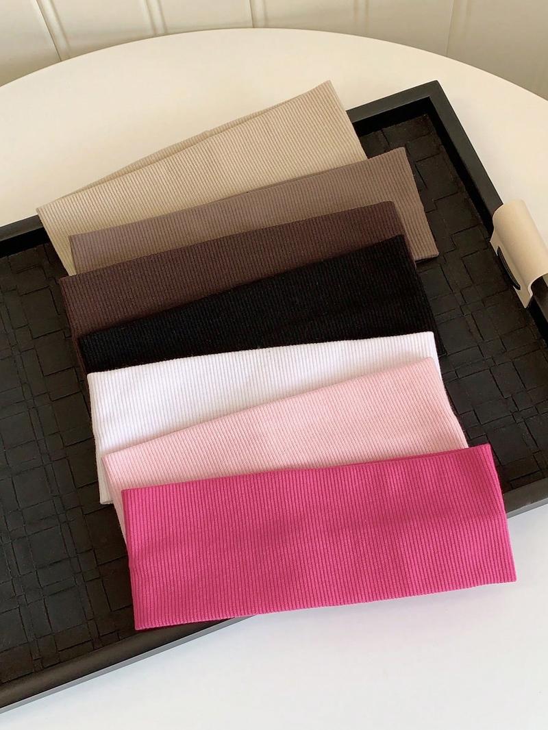 Solid Color Knitted Hair Band, High Elasticity Hair Band, Sweat Absorbing Hair Band, Casual All-match Hair Accessories for Women & Girls, Elastic Headbands, Workout Headband