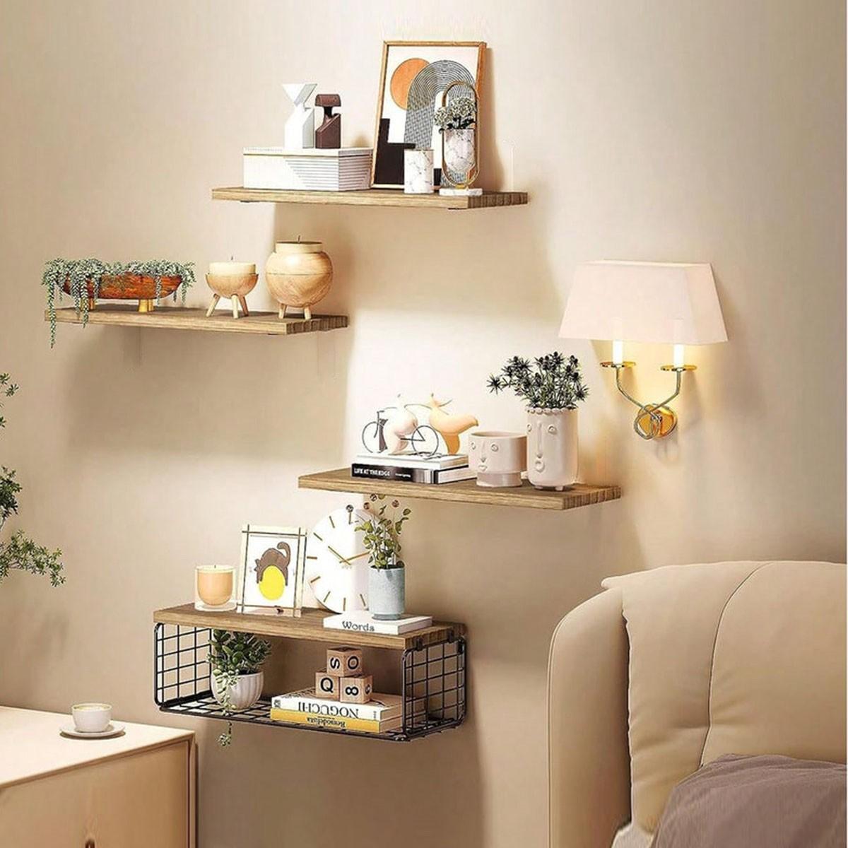 Three-Piece Wall-Mounted Floating Shelf Set, 30cm 40cm 50cm, Book Holder, Home Decor Storage Rack, Modern Design Organizer