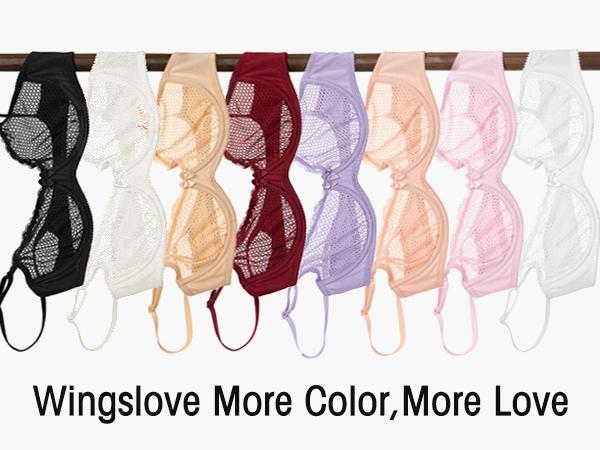 Wingslove Women's 1/2 Cup Underwired Lace Bra Balconette Demi Shelf Bra Unlined Bralette with Bowknot Decor & Adjustable Straps