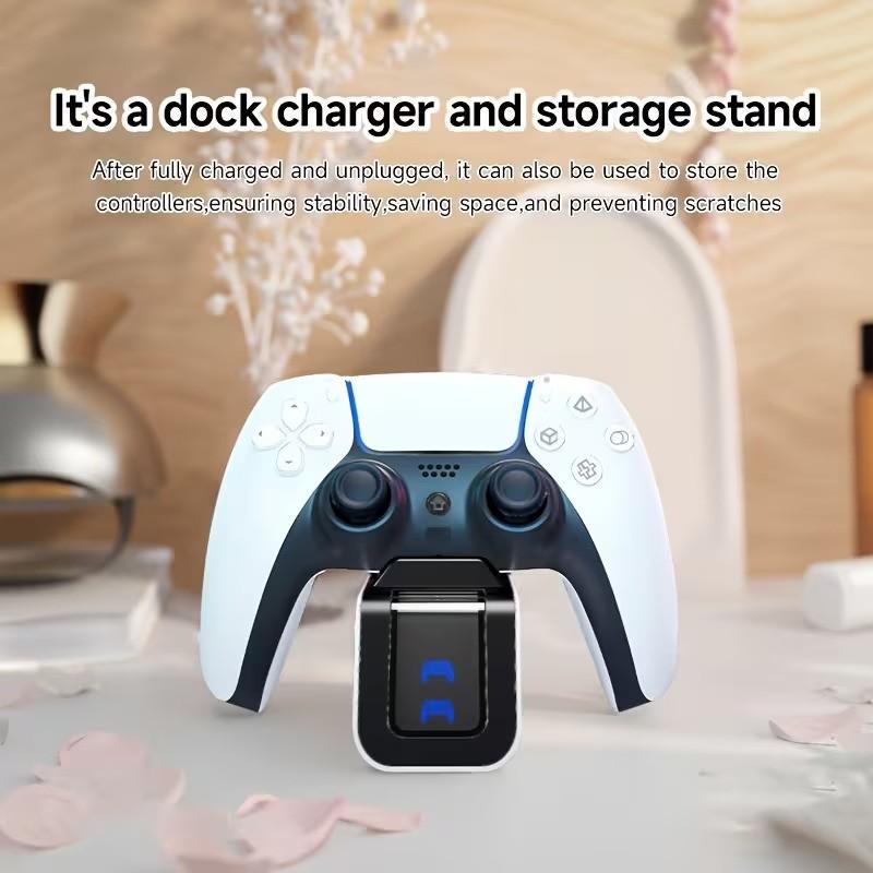 Ps5 Controller Charging Base with Breathing Light, Anti-Slip Abs Material, Dual Fast Charging Handles, Mechanical Design