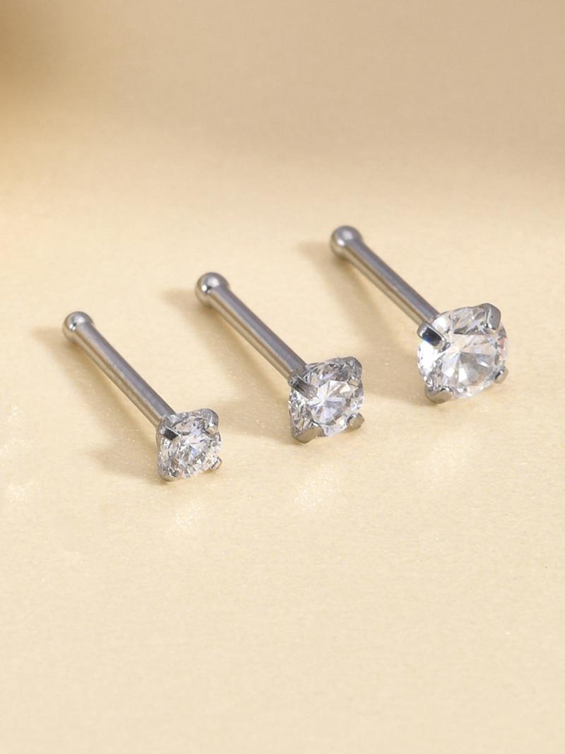 18g Threadless Nose Studs CZ Nose Rings For Women Labret Studs Push In Flat Back Stud Earrings Nose Nostril Tragus Helix Piercing Jewelry
