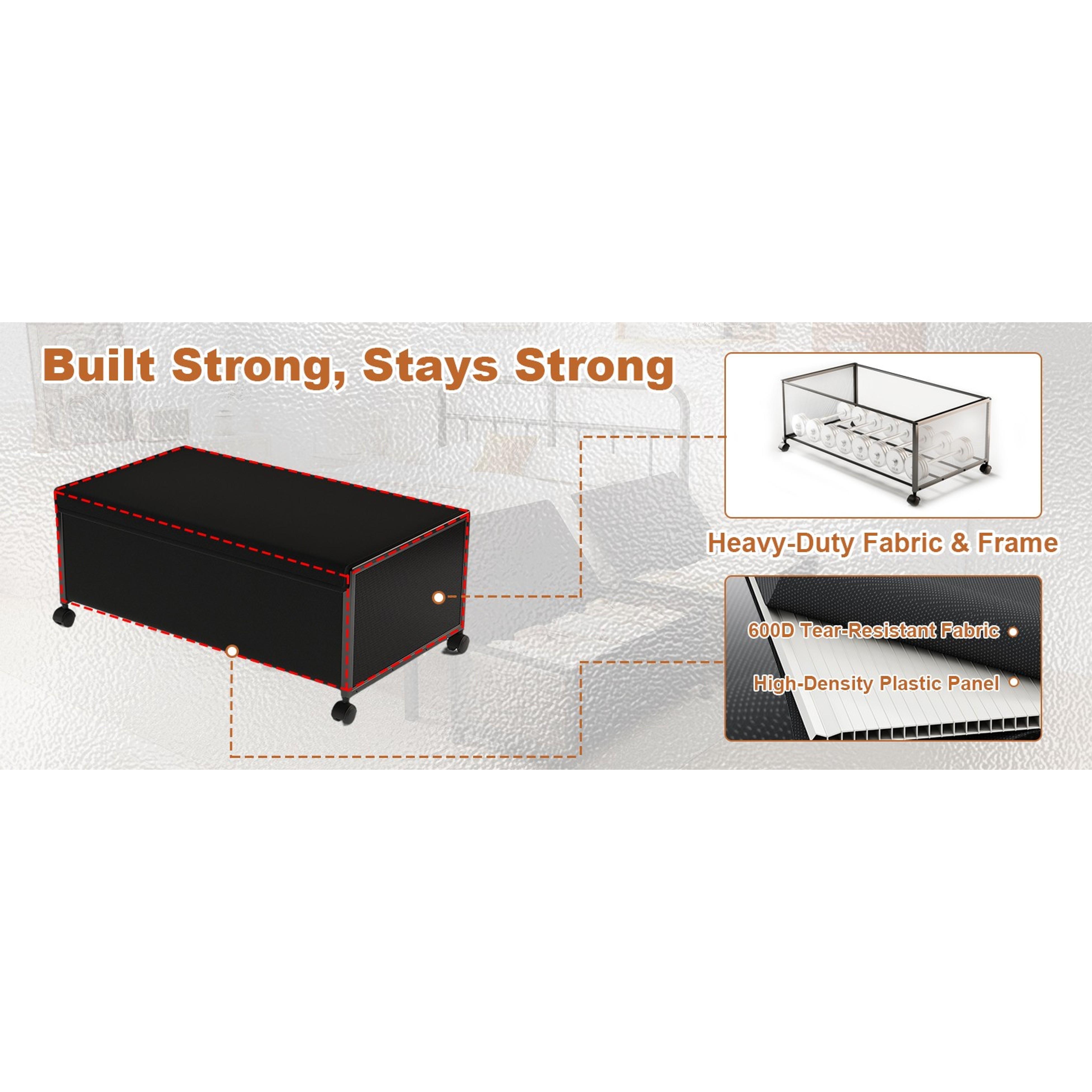 2 Pack Under the Bed Storage Containers,12 inch Height Under Bed Shoe Storage,31inch Long Underbed Storage with Wheels,Large Rolling under bed Clothes Storage Drawers with Lid for Dorm Tall,Black