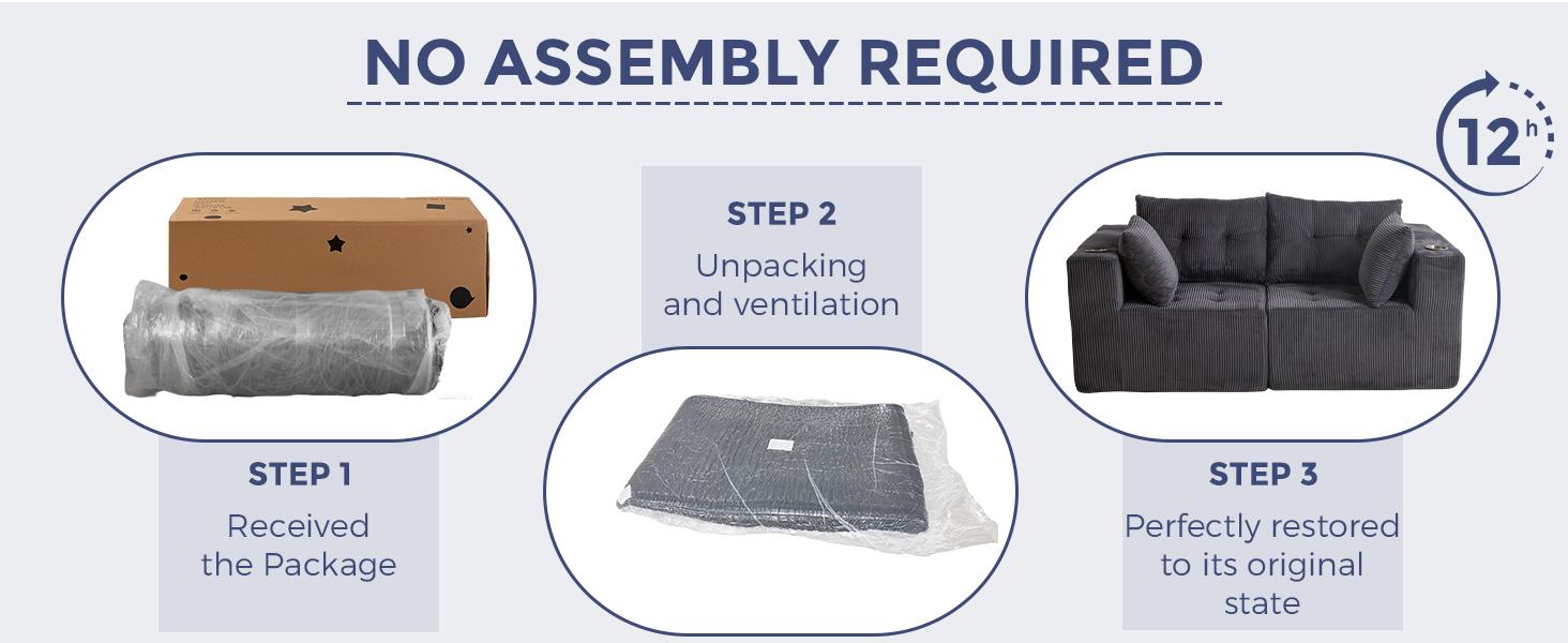 MAXYOYO Loveseat Boneless Cloud Couch, Modular Sectional Sofa Couch for Living Room, Sofa in A Box, Upholstered Cozy Chair with Tufted Craft, No Assembly Required