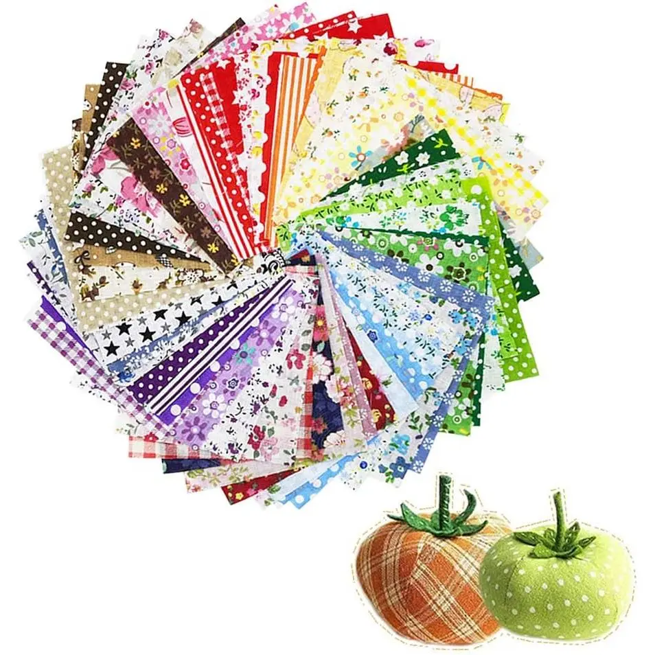 60 Pcs 4" x 4"(10cm x 10cm) Assorted Craft Fabric Bundle Squares Patchwork