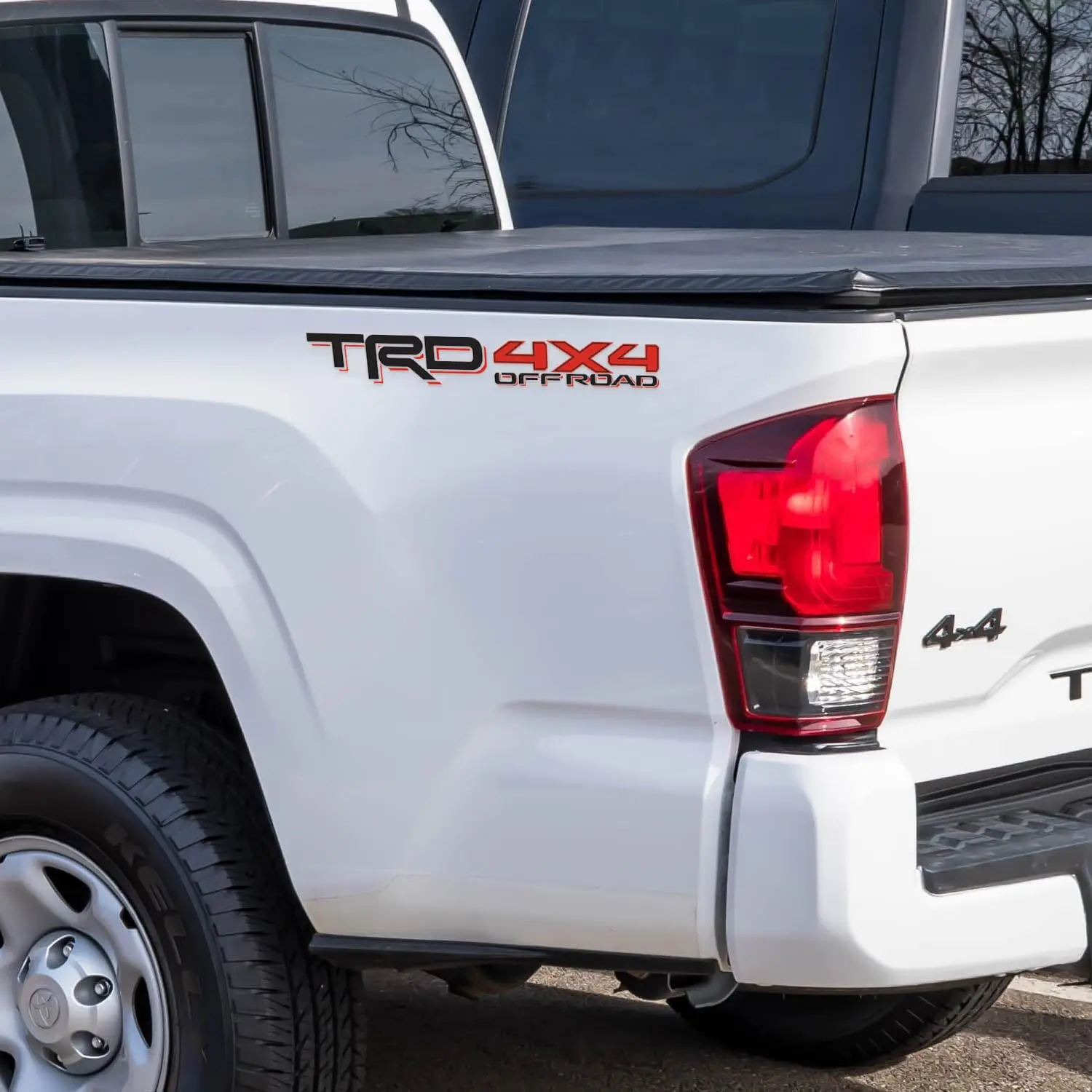 New Update Removable TRD 4x4 Offroad Bedside Graphic Vinyl Decals 2 Pack for Drivers and Passenger Side Universal Year Tacoma and Tundra, 4runner Replacement with Squeegee Easy Installation (RED)