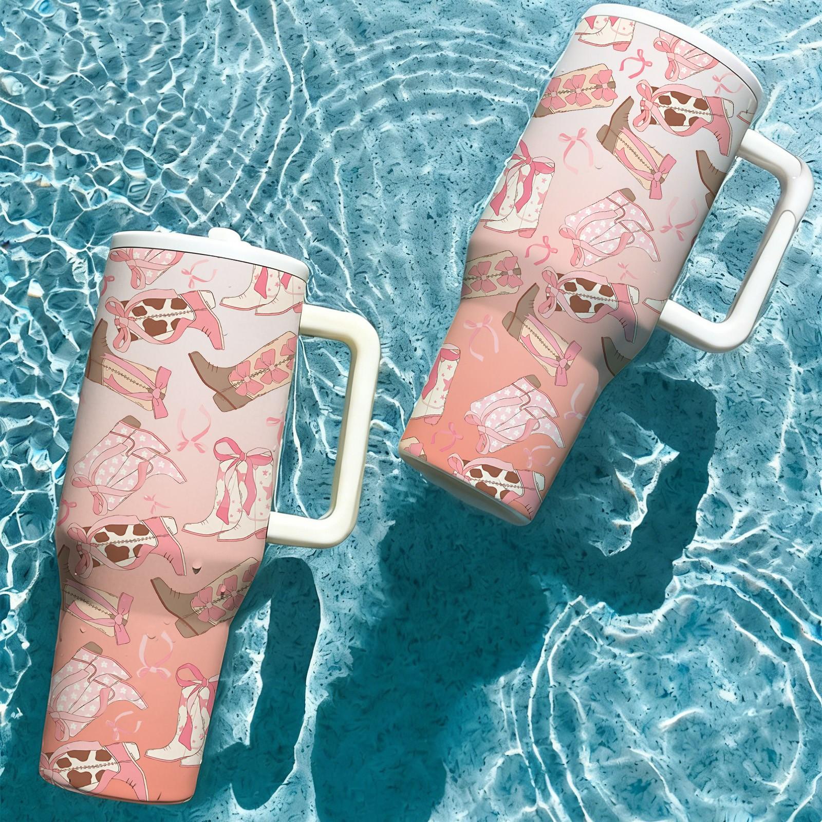 1 Pc 40oz Western Cowgirl Insulated Mug Tumbler, Cowboy Style Thermal Cup With Handle, Double Wall Stainless Steel, Stainless Steel Drinkware, Leak Proof For Hot Cold Drinks, Keep Warm 12 Hours Cold 24 Hours, Western Aesthetic Gift For Women Men