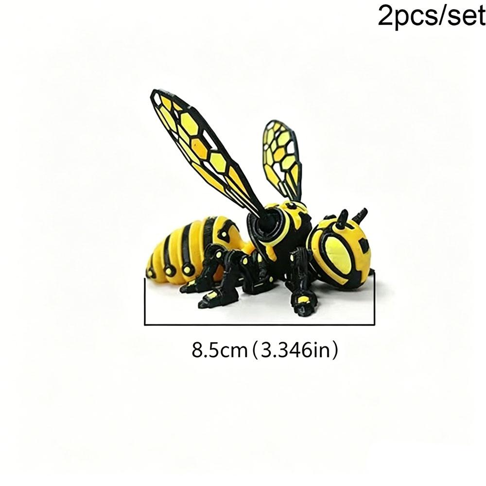 2pcs/set 3D Printed Bee Model Figurines, Mechanical Wind-Up Insect Figurine, Cyber Mechanical Insect Figurine, Movable Details, Decor Figurine Ornaments, Technological Insect Decoration, Table Decoration, Parent-Child Interactive