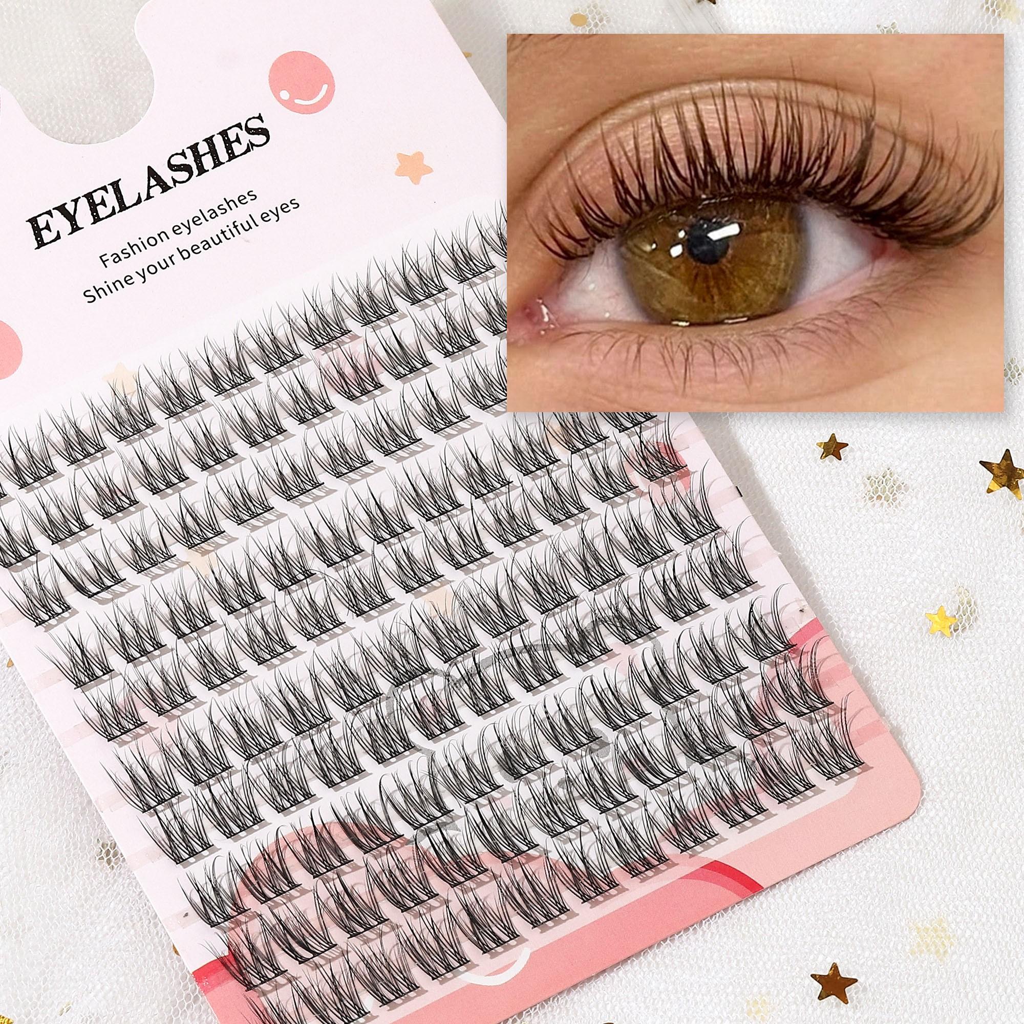 DIY Eyelash Cluster Set D Curl Soft Fluffy Individual Lashes Transparent Stem High-Quality Fiber Reusable Beginner Friendly Travel Essential