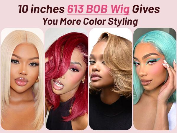 Bob Wig Human Hair Pre Plucked Pre Cut 13x4 Blonde HD Lace Closure Wig 613 Pre Bleached Wear and Go Wig Short 613 Bob Glueless Wig Human Hair 180% Density for Women