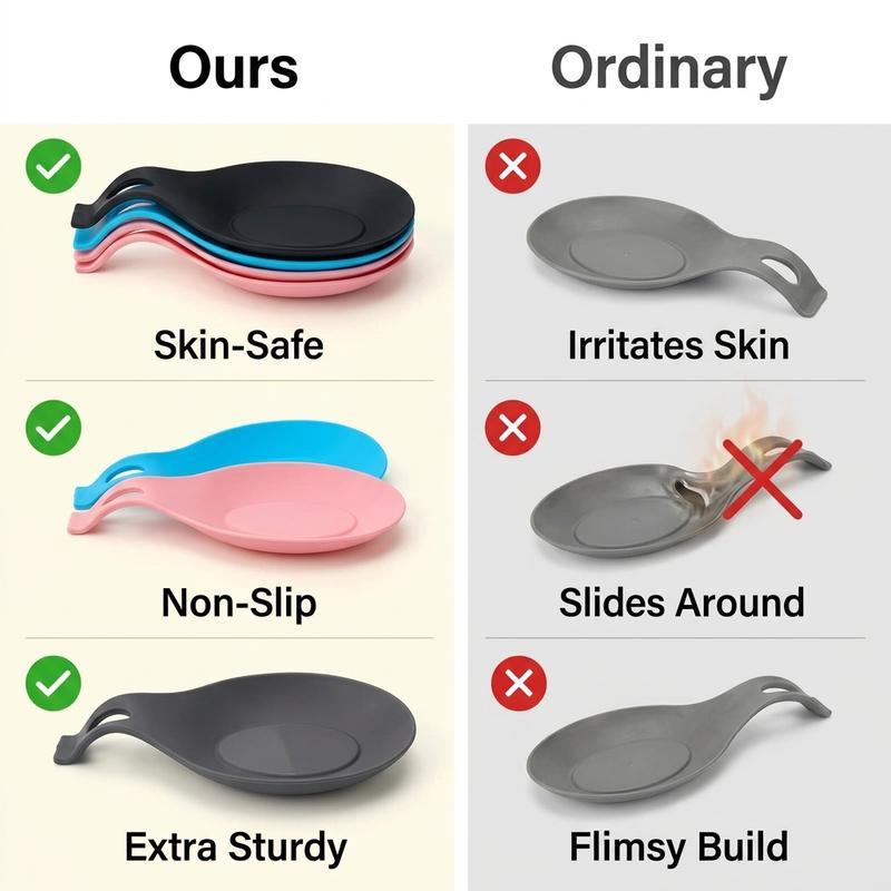 Multi functional kitchen spoon holder, easy to clean, heat-resistant, food grade silicone keeps the countertop clean and tidy. Available in multiple colors