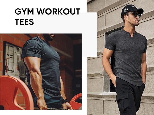 JMIERR Men's Plain Muscle Slim Fitted T Shirt Polyester V-Neck Longline Shirt Gym Workout Athletic Tee Shirts Menswear Casual Tops,Short Sleeve T-Shirt for Daily Outdoor Wear,Men's Streetwear Outfits
