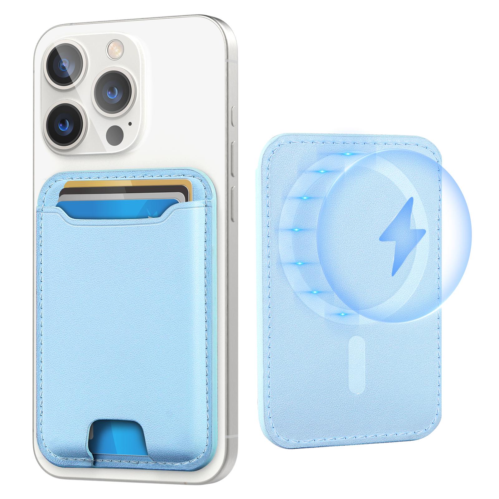 Magnetic Wallet Card Holder for Iphone 16/15/14/13/12 Series,Fit 4 Cards, Leather Material, Black Shockproof - Clip phone cooler multifunctional phone stand Electronics Accessories   Spring