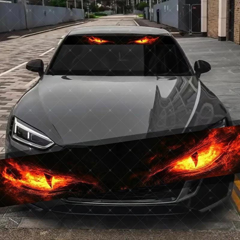 Unique Devil Eye Car Windshield Sticker, Decorative Vinyl Decal, Vehicle Exterior Decoration, Scratch Cover Waterproof UV Protection, Fits All Cars