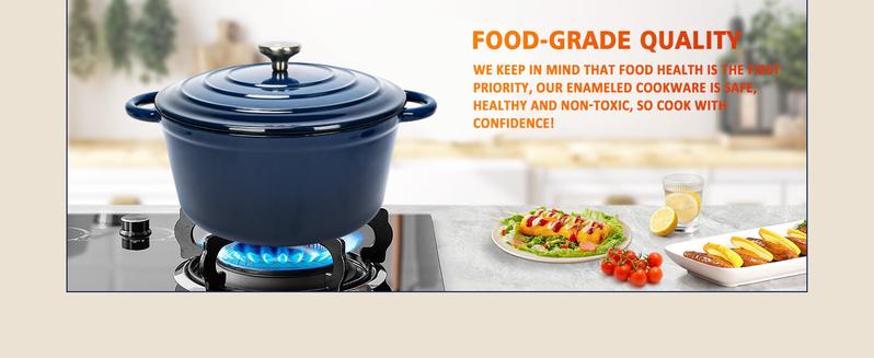 Uniflasy Navy Blue Enameled Cast Iron Cookware Set - 7-Piece Dutch Oven, Sauce Pan & Skillet with 3 Lids, PFOA-Free Ceramic Coated, Heavy Duty Construction, Gas/Induction/Oven Safe Casserole