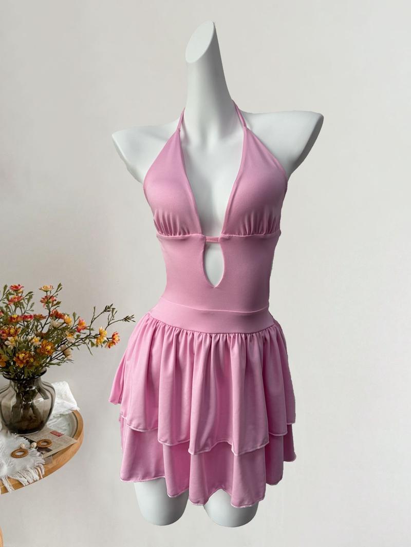 Sexy Backless Party Dress, Slim-Fitting Y2K Style, Women's Cross-Border Fashion, High-Waisted Belted Design, Perfect for Parties