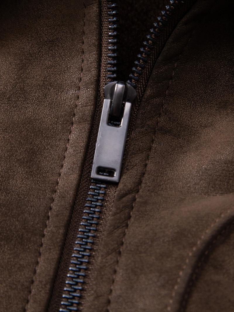 Men's Winter Velvet Jacket, Fleece Lined Thick Fur Collar, Vintage Lapel Multiple Pockets, Warm Motorcycle Coat