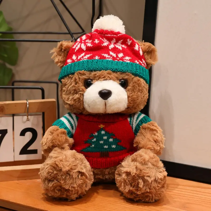 Cute Christmas Bear Plush Toy, Fluffy Small Bear Animal Doll, High-Quality Teddy Bear Stuffed Animal, Perfect Birthday Gift, Halloween, Christmas, Easter