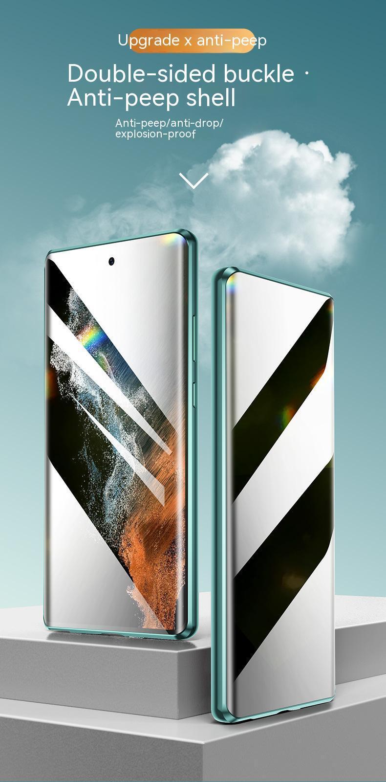 For Samsung Galaxy S25 S24 S23 S22 Ultra Plus Case 360° Anti Peeping Privacy Double Sided Glass Metal Magnetic Ultrathin Cover