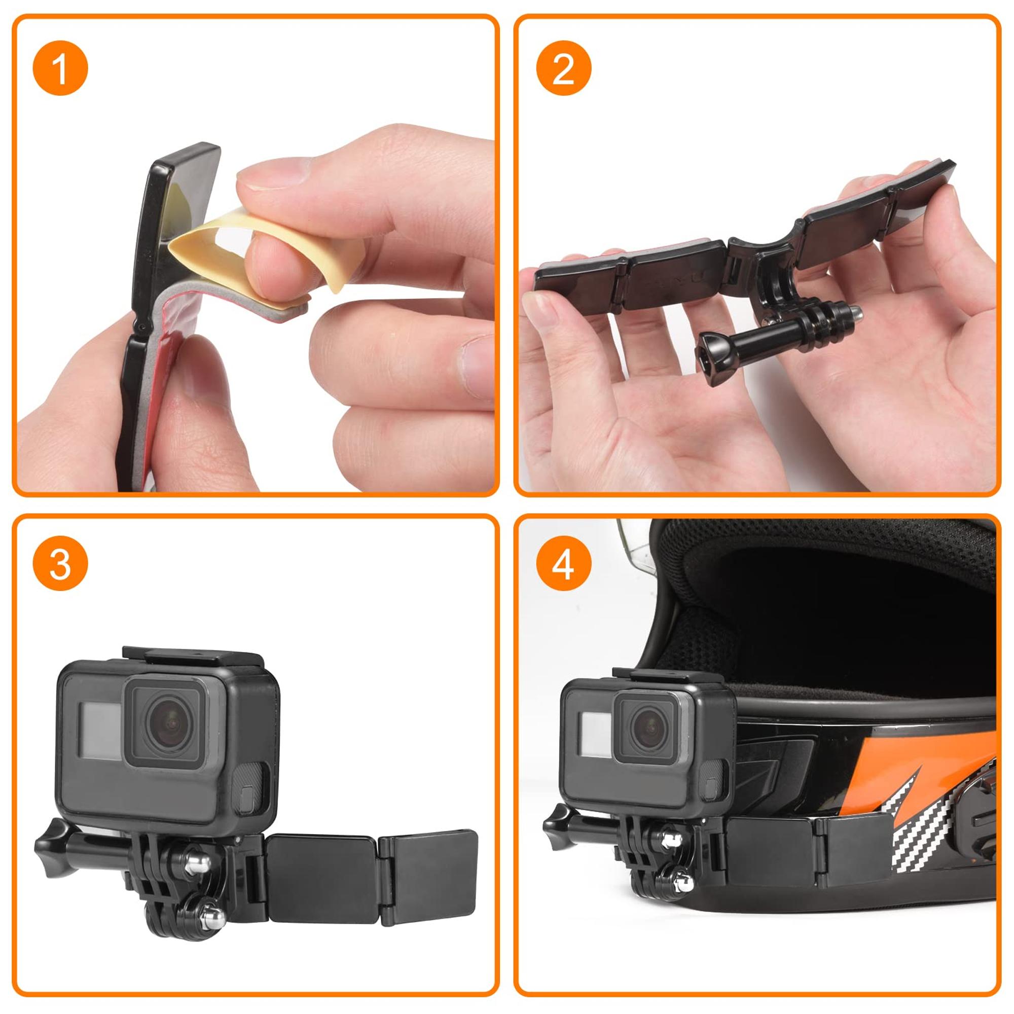 Motorcycle Helmet Chin Mount, Hinge-Mounted Bracket, Compatible with ...