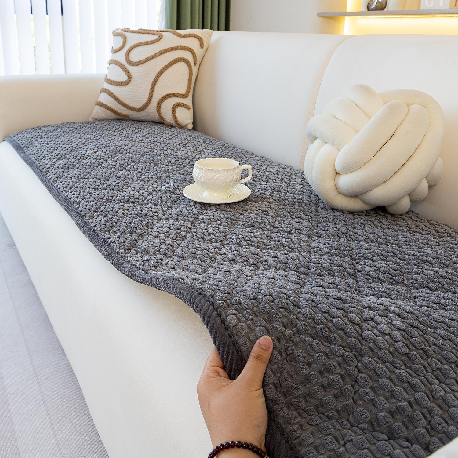 1pc Single Solid Color Bubble Velvet Sofa Pad, Soft Skin-Friendly Material, Pet-Friendly Anti-Slip Design, Machine & Hand Washable, Fits Single to Five-Seater Sofas