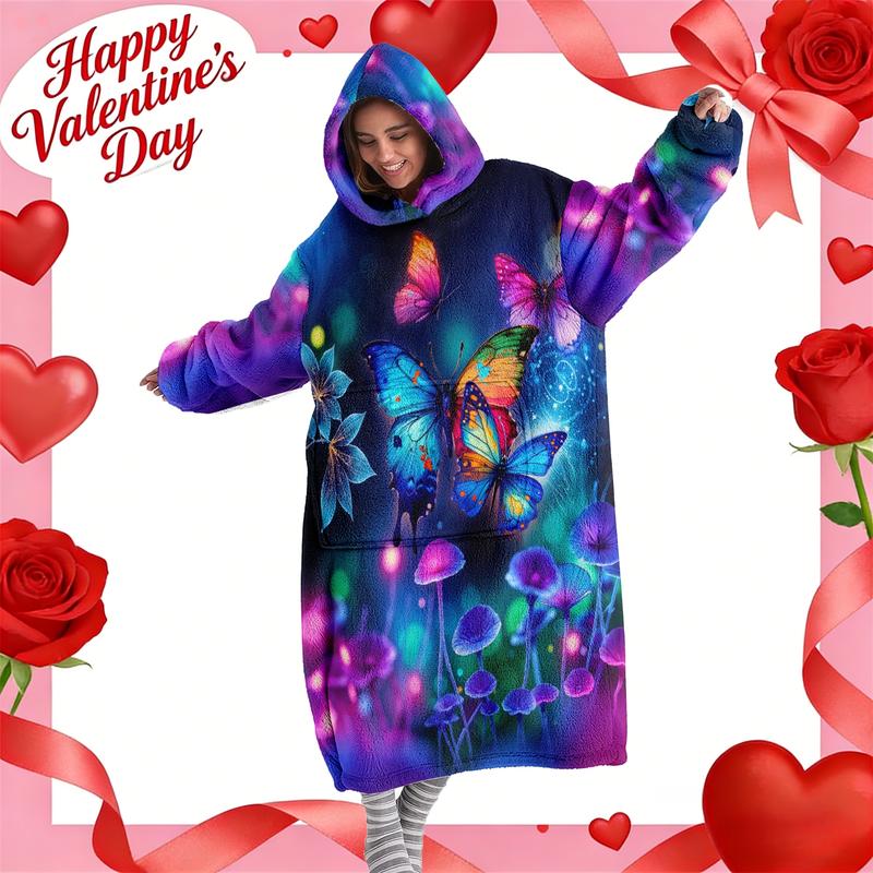 hoodie blanket，Wearable Blanket，Hooded Blanket Wearable Throw, Patchwork Chicken Hoodie Blanket, Digital Print Flannel Soft Warm Blanket for Sofa Home Leisure Air Conditioning Nap Office Bed Camping Travel Gift，Christmas Gift,Valentine's Day gift