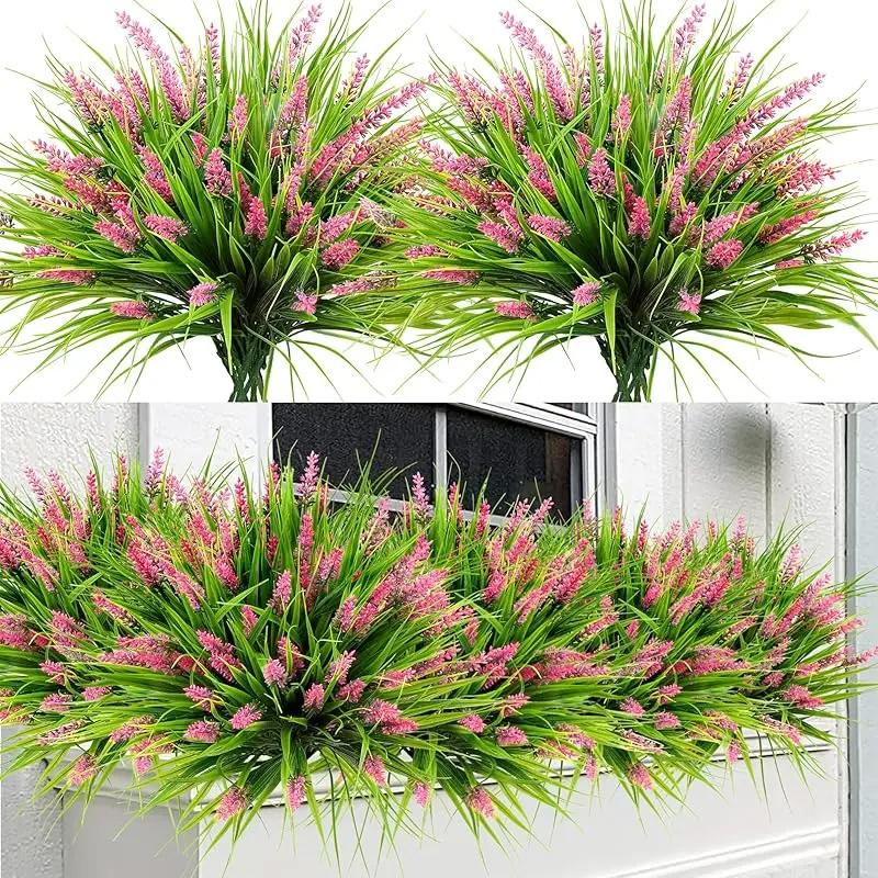☀️ [UV Resistant] Artificial Spring Greenery | Outdoor Porch Purple Flower - (Planter NOT Included)