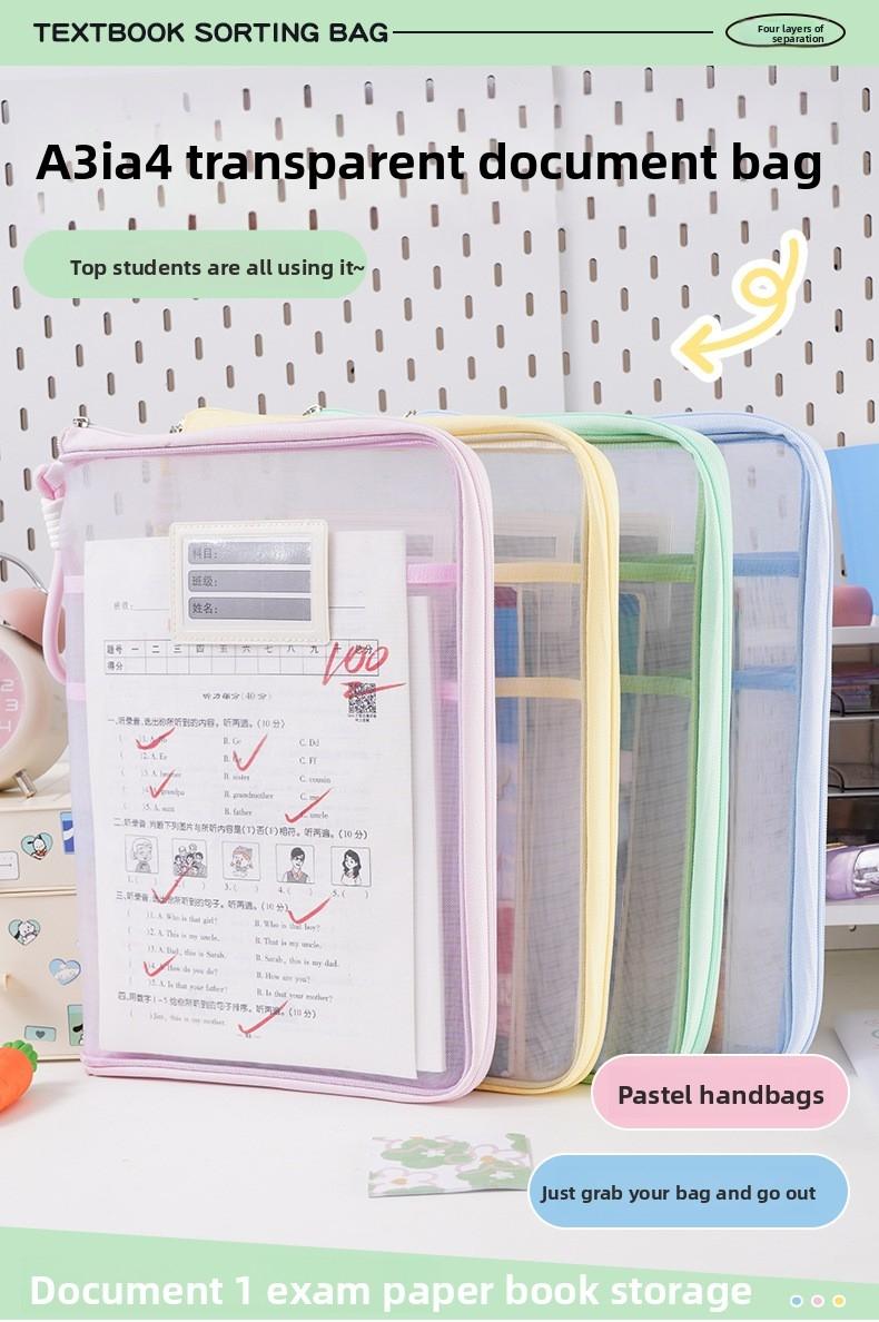 A4 to A3 Painting Storage Bag Handheld Document Folder Student Exam Paper Organizer Subject Classification Homework Pouch
