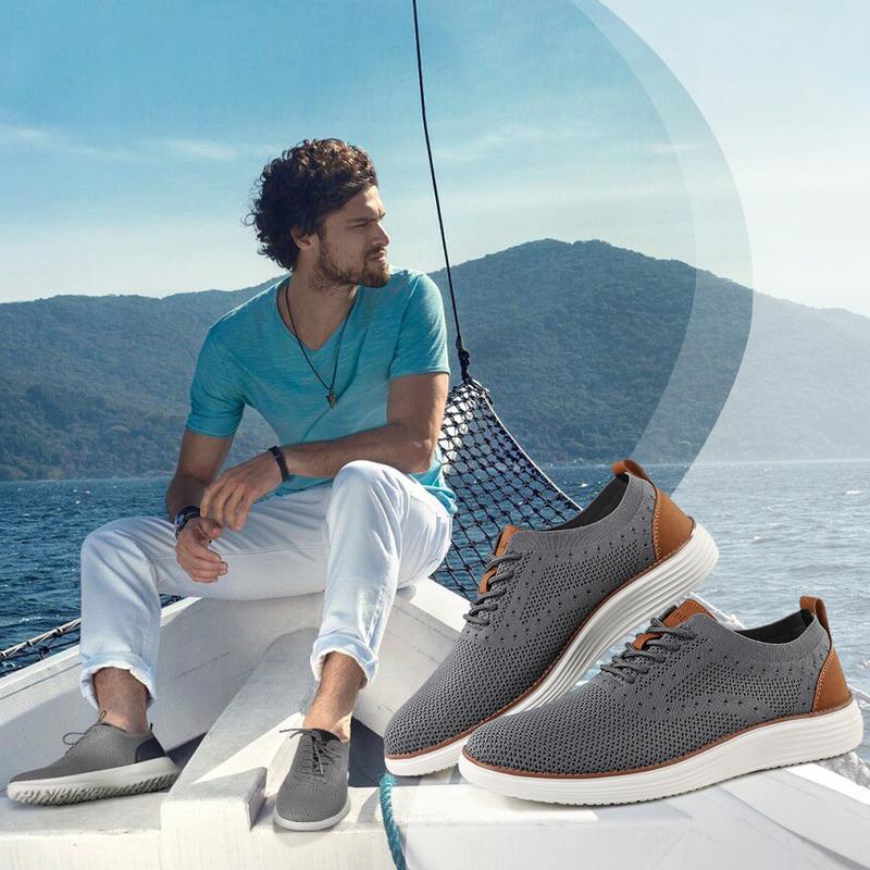 Men's Cushioned Casual Dress Sneakers–Lightweight Breathable Business Oxfords Anti-Slip Comfortable Walking Shoes for Work & Casual Wear| Multiple Colors