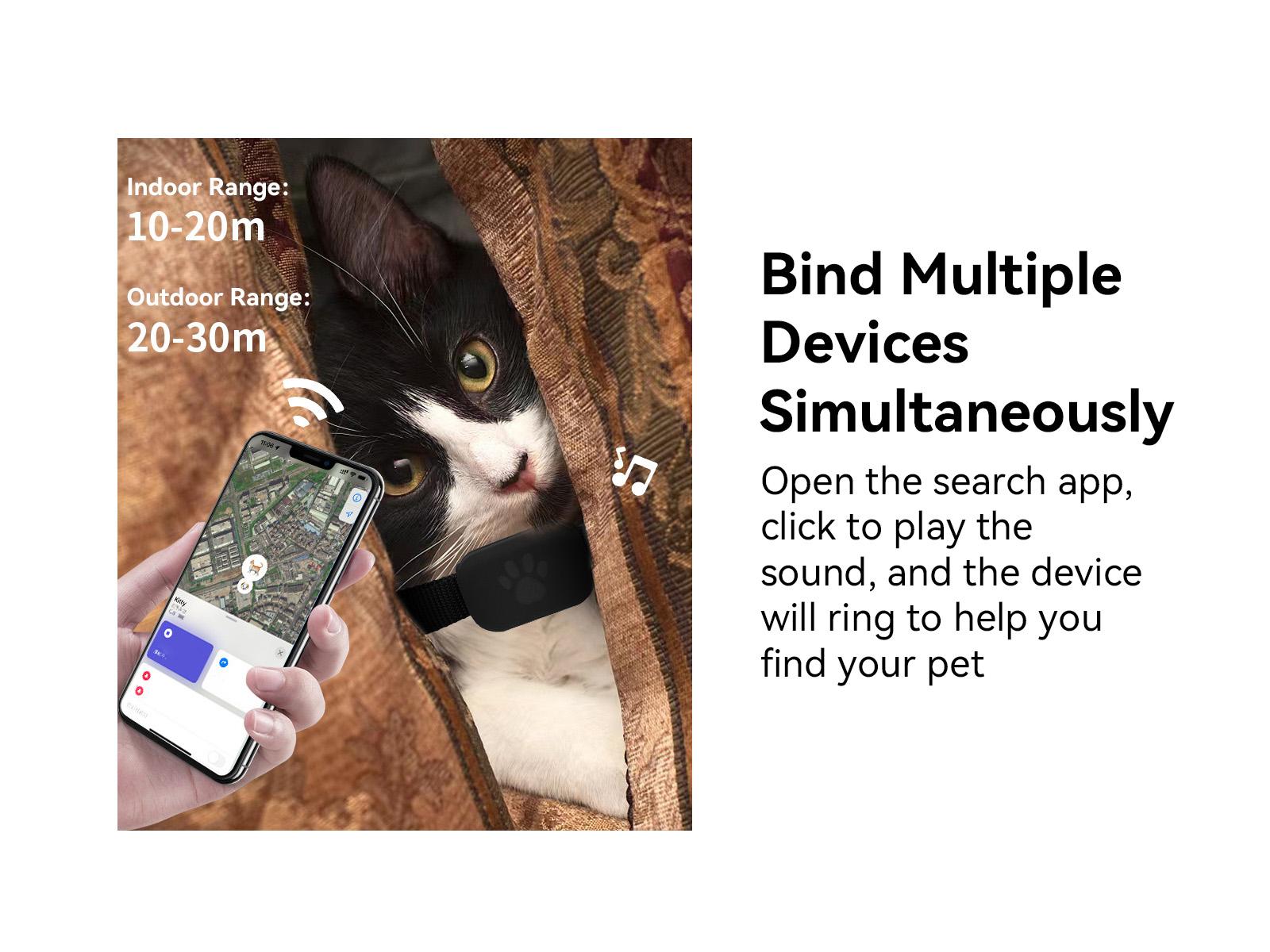 GPS Tracker for Car, Cat GPS Tracker, Mini Tracker, Waterproof Pet Tracker for Cats, Cat GPS Tracker Collar with Safety Elastic Buckle, Works with Any Collar, Compatible with Apple Find My App (Only iOS), Tracking Devices