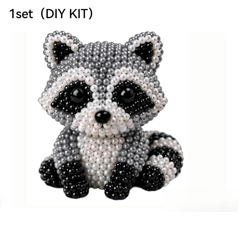 Tiny 3D Beaded Animal DIY Kit,Cute Raccoon & Animal Beading Craft Set,Creative Handmade Bead Decoration Kit,Craft Set with Colorful Beads and Instructions,for Adults Stress Relief DIY Art Gifts, DIY Beading Accessories, Beads For Crafts