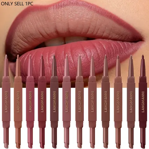 Dual-headed lip liner and lip gloss 2-in-1, Line Smoothing Gloss, smooth texture, easy to apply, long-lasting color, matte lip gloss stick Lip Product