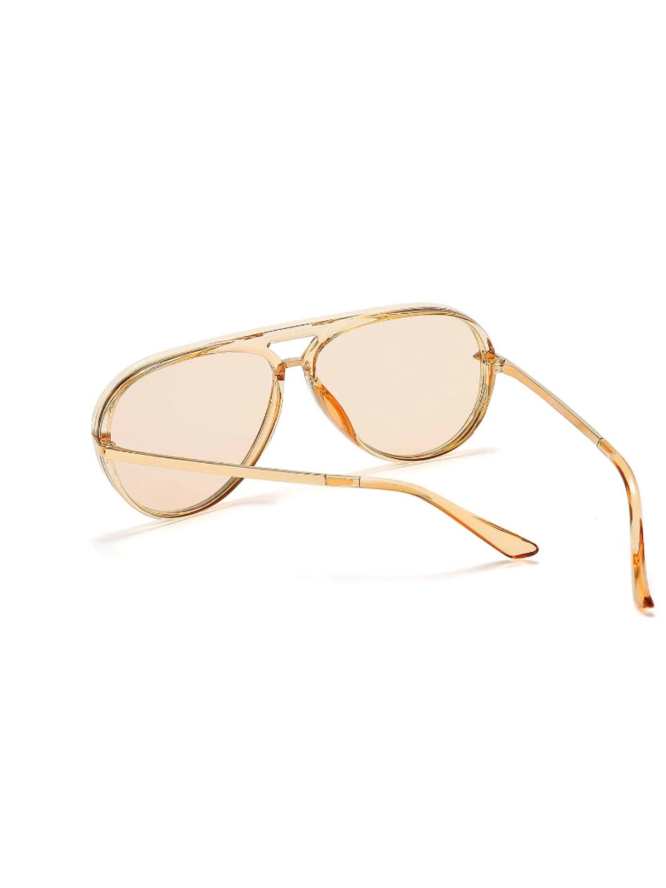 Unisex Vintage Trendy Tinted Lens Sunglasses, Retro Aviator Sunglasses, Fashionable Sunglasses for Men & Women for Everyday Use, Trendy Casual Sunglasses