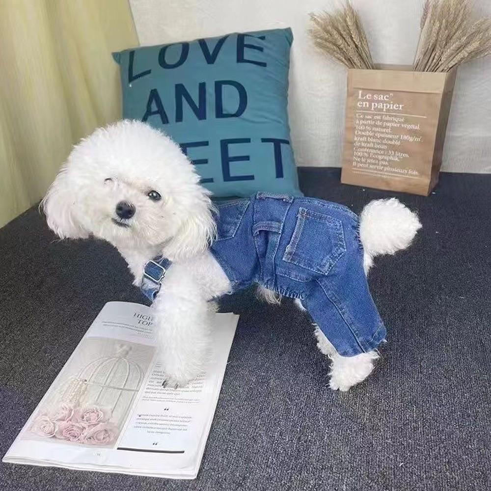 New Summer Pet Clothes, Washed Denim Vest for Dogs, Comfortable Elastic Pet Pants, Small Dog Apparel, Stylish and Practical