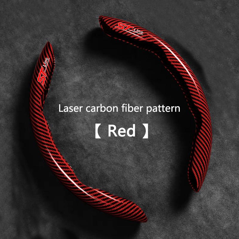 2pcs Carbon Fiber Anti-Slip Car Steering Wheel Cover, Compatible with Ford Models, Durable & Comfortable Grip, Easy Installation